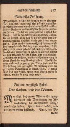 Ein und dreyßigste Fabel - Sieben und dreyßigste Fabel