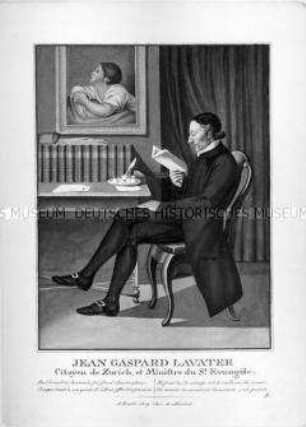 Der Gelehrte Johann Caspar Lavater, lesend am Tisch