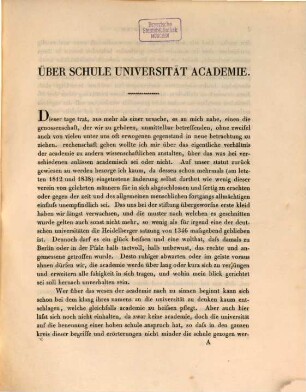 Über Schule, Universität, Academie : eine in der Academie der Wissenschaften am 8. November 1849 von Jacob Grimm gehaltne Vorlesung