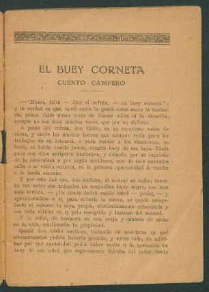 El buey corneta : Cuento campero
