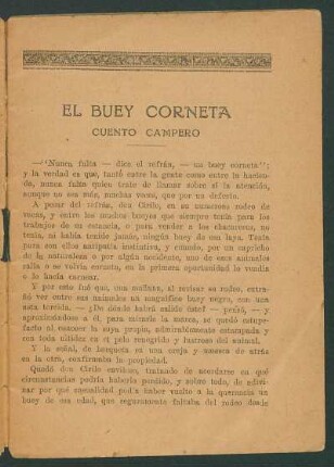 El buey corneta : Cuento campero