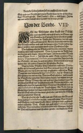"Von der Beicht. VIII."