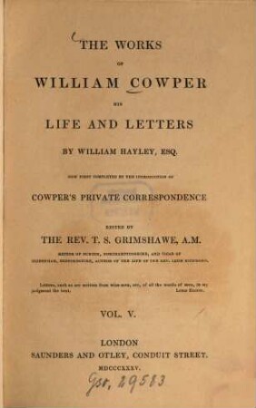 The works of William Cowper, Vol. 5