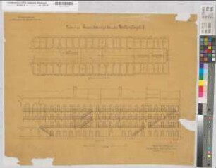 Münster (Münster) Strafanstalt Erweiterung des 3. Zellenflügels Grundriß, Schnitt 1898 1 : 100 57 x 74 kol. Zeichnung Staatshochbauamt Münster