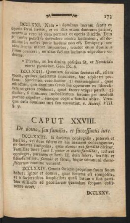Caput XXVIII. De domo, seu familia, et successionis iure.