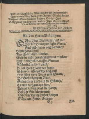 An den Herrn Bräutigam.