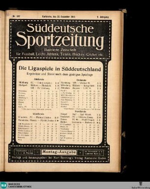 Süddeutsche Sportzeitung : Illustrierte Zeitschrift für Fussball, Leicht-Athletik, Tennis, Hockey, Cricket etc.