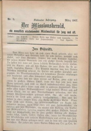 Nr. 3. Siebenter Jahrgang. März 1907.