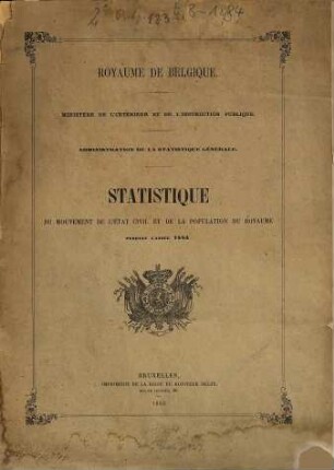 Statistique du mouvement de la population et de l'Etat civil : en ... = Statistique du mouvement de l'Etat civil et de la population du Royaume. 1884