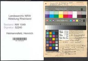 Entnazifizierung Heinrich Heimannsfeld , geb. 20.07.1886 (Studienrat)