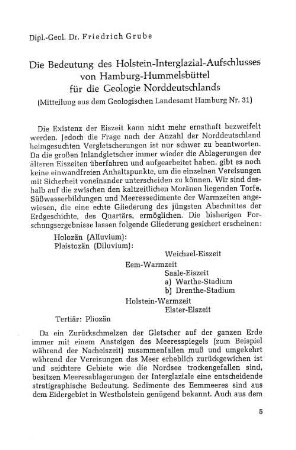 Die Bedeutung des Holstein-Interglazial-Aufschlusses von Hamburg-Hummelsbüttel für die Geologie Norddeutschlands