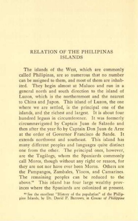 Relation of the Philipinas Islands
