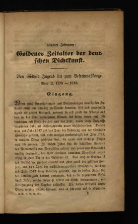Siebenter Zeitraum: Goldenes Zeitalter der deutschen Dichtkunst.