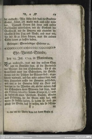 Ehe-Viertel-Stunde, den 19. Jul. 1744. in Marienborn