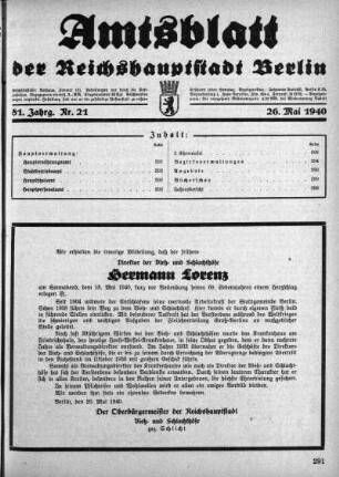 1940,21: Nr. 21, 26. Mai 1940