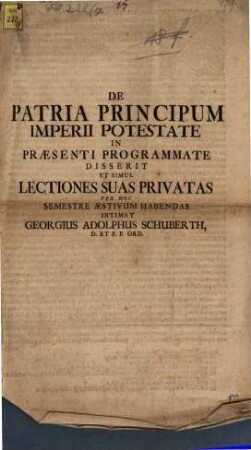 De patria principum imperii potestate