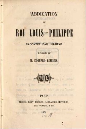 Abdication du roi Louis-Philippe