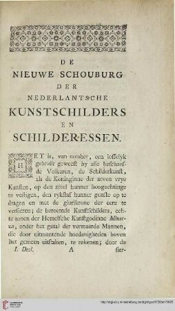De nieuwe Schouburg der Nederlantsche Kunstschilders en Schilderessen