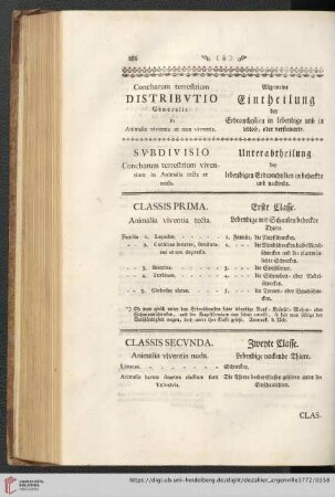 Allgemeine Eintheilung der Erdconchylien in lebendige und in leblose, oder versteinerte