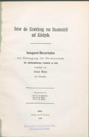 Ueber die Einwirkung von Diacetonitril auf Aldehyde