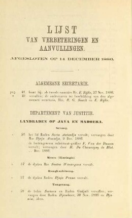 Lijst van de Voornaamste Verbeteringen en Aanvullingen