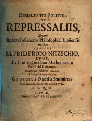 Diss. polit. de repressaliis