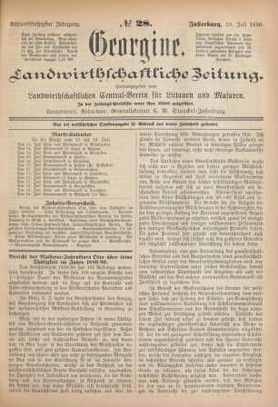 Achtundfünfzigster Jahrgang. No. 28. Insterburg, 10. Juli 1890.