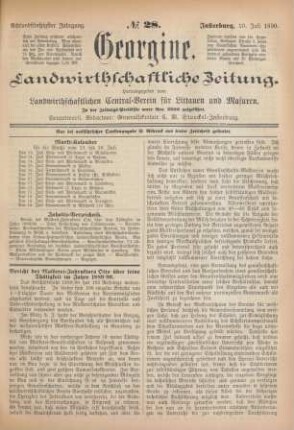 Achtundfünfzigster Jahrgang. No. 28. Insterburg, 10. Juli 1890.