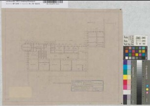 Wiederaufbau des Empfangsgebäudes [Bahnhof] Essen-Stadtwald, Vorschlag B, Blatt 2: Grundriß Kellergeschoß [2 Exemplare], M. 1:100