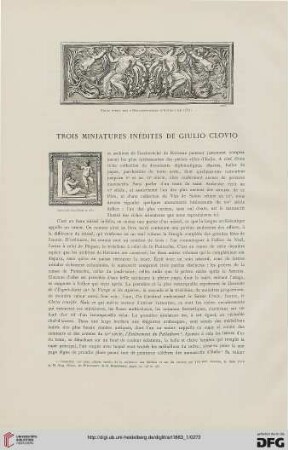 9: Trois miniatures inédites de Giulio Clovio