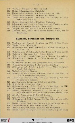 Fayencen, Porzellane und Steingut etc. (Nr. 333-512)