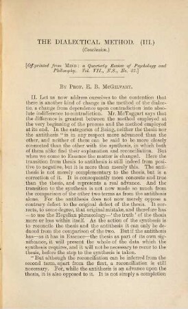 The principle and the method of the Hegelian Dialectic : A defence of the dialectic against its critics, 2