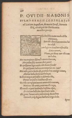 P. Ovidii Nasonis Sulmonensis Consolatio ad Liviam Augustam, de morte Drusi, Neronis filii, eius qui in Germania morbo periit.