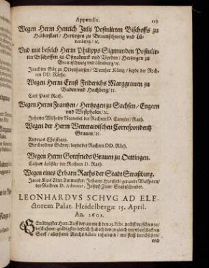 119-140, Leonhardus Schug [...] An. 1601. - Relatio consiliarii secreti [...].