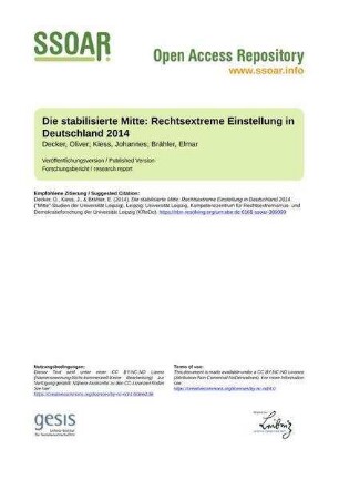 Die stabilisierte Mitte: Rechtsextreme Einstellung in Deutschland 2014