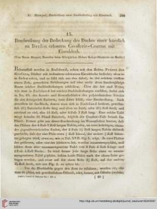 7: Beschreibung der Bedeckung des Daches einer kürzlich zu Berlin erbauten Cavallerie-Caserne mit Eisenblech