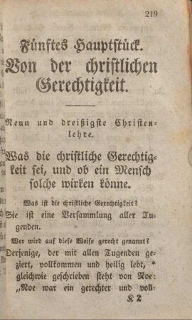 Fünftes Hauptstück. Von der christlichen Gerechtigkeit.