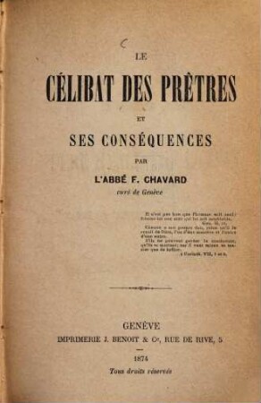 Le célibat des prêtres et ses. conséquences