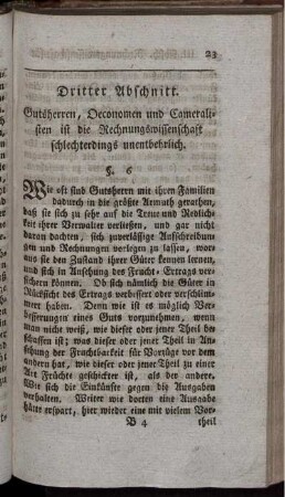 Dritter Abschnitt. Gutsherren, Oeconomen und Cameralisten ist die Rechnungswissenschaft schlechterdings unentbehrlich.