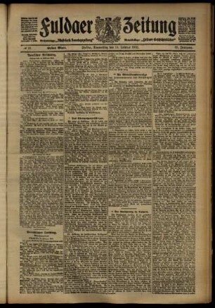 Erste Ausgabe vom Donnerstag, den 15. Februar 1912.