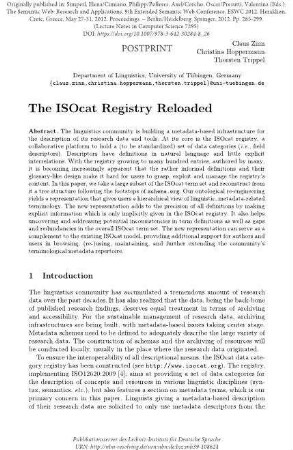 The ISOcat registry reloaded
