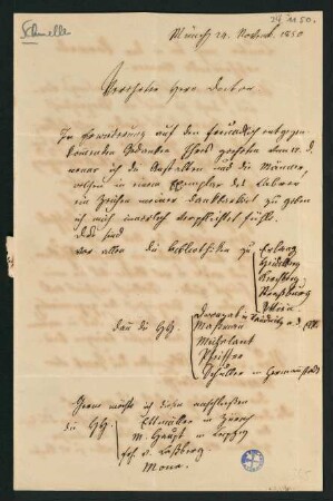 Brief vom 24. November 1850