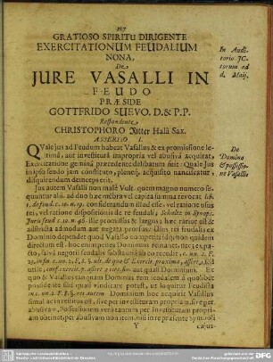 Nona, De Jure Vasalli In Feudo
