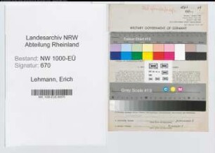 Entnazifizierung Erich Lehmann, geb. 04.09.1902 (Bankangest.)