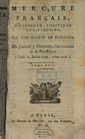 Mercure de France. 1795, 17