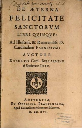 De aeterna felicitate Sanctorum : libri quinque ...