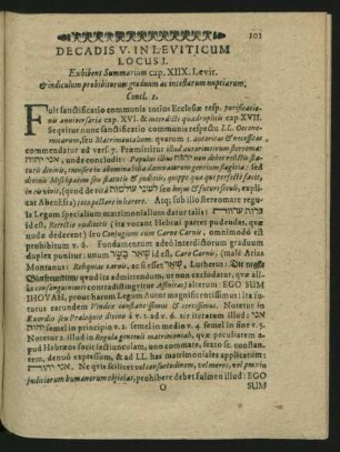 Decadis V. In Leviticum