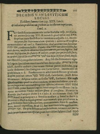 Decadis V. In Leviticum