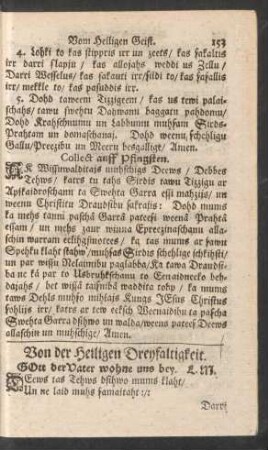 Von der Heiligen Dreyfaltigkeit.