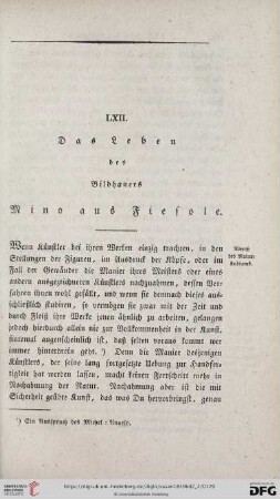 LXII. Das Leben des Bildhauers Mino aus Fiesole